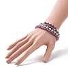 4Pcs 4 Style Natural Amethyst & White Crazy Agate & Brass Beaded Stretch Bracelets Set BJEW-JB08998-5