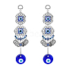 DICOSMETIC 2Pcs Flat Round Glass Turkish Blue Evil Eye Pendant Decoration HJEW-DC0001-09-1