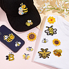 AHADERMAKER 14 Styles Bees & Sunflower Computerized Embroidery Cloth Iron on/Sew on Patches DIY-GA0005-85-4