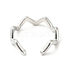304 Stainless Steel Wave Open Cuff Ring for Women RJEW-I085-13P-02-3