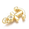 Brass Micro Pave Clear Cubic Zirconia Charms ZIRC-O035-18G-3