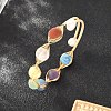 Round Mixed Gemstone Braided Bangle with Natural Pearl BJEW-JB08000-5