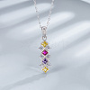 Rhombus 925 Sterling Silver Pave Colourful Cubic Zirconia Pendant Necklaces for Women WGF0FD8-01-1