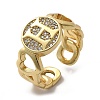 Brass Micro Pave Clear Cubic Zirconia Open Cuff Rings for Women RJEW-K289-02G-H-4