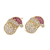 Christmas Rack Plating Brass Cubic Zirconia Stud Earrings EJEW-K245-55B-G-4