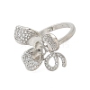 Flower Brass Micro Pave Cubic Zirconia Cuff Ring Settings KK-K297-08P-2