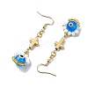 Handmade Seed Evil Eye & Cross Dangle Earrings EJEW-MZ00227-01-4