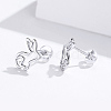 Anti-Tarnish Rhodium Plated 925 Sterling Silver Bunny Stud Earrings EJEW-FF0009-08P-4