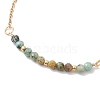 Faceted Round Natural African Turquoise(Jasper) Slider Bracelets BJEW-JB10233-01-3