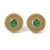 304 Stainless Steel Pave Cubic Zirconia Twisted Chain Disc Stud Earrings for Women EJEW-G390-06G-02-2