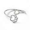 Non-Tarnish 201 Stainless Steel Paw Print and Heart Finger Ring RJEW-J051-27P-2