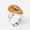 Adjustable Gemstone Brass Rings RJEW-N024-02B-3