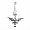 316L Surgical Stainless Steel Pave Clear Cubic Zirconia Curved Barbell Dangle Belly Rings FS-WG3A43F-07-1