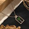 Arch with Coconut Tree Brass Enamel Pendant Necklaces NJEW-H051-03G-3