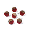 Opaque Resin & Walnut Wood Stud Earrings EJEW-N017-008-B02-1