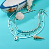 3Pcs 3 Style Natural Cowrie Shell & Enamel Teardrop Pendant Necklaces Set NJEW-JN04035-2