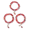 10.5mm Round Dyed Natural Gemstone & Natural Pearl Beaded Stretch Bracelets BJEW-C068-09G-1