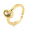 Oval Shape Brass Micro Pave Cubic Zirconia Solitaire Ring RJEW-Q782-03G-1