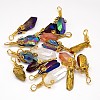 Electroplate Golden Wire Wrapped Gemstone Natural Crystal Pendants G-L133-07-2
