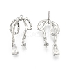 Brass Pave Clear Cubic Zirconia Stud Earring Findings KK-N216-535-2