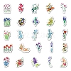 50Pcs Mixed Styles Flower Pattern Waterproof PVC Plastic Stickers STIC-PW0001-367-3