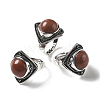 Natural Red Jasper Adjustable Rings G-P560-03AS-25-1