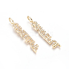 Brass Micro Pave Clear Cubic Zirconia Pendants ZIRC-L085-48G-2