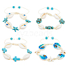 FIBLOOM 4Pcs 4 Style Natural Shell with Evil Eye Braided Bead Bracelets Set BJEW-FI0001-74-1