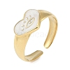 Ion Plating(IP) 304 Stainless Steel Enamel Heart with Eye Cuff Finger Rings RJEW-L107-062G-01-1