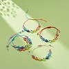 Evil Eye Resin Bead & Brass Braided Beaded Bracelets for Girl Women BJEW-JB08744-2