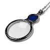 Flat Round Glass Magnifying Pendant Necklace for Women NJEW-K125-01B-04-3