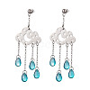 Long Chain with Transparent Glass Beads Dangle Stud Earrings EJEW-JE05245-4