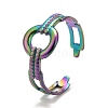 Rainbow Color Ion Plating(IP) 304 Stainless Steel Ring Open Cuff Ring for Women RJEW-A005-18-2