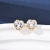 Brass Micro Pave Clear Cubic Zirconia Stud Earrings EJEW-C174-02A-G-1