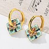 Brass Rhombus Hoop Earrings EJEW-R016-13G-04-2