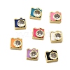 Brass Micro Pave Clear Cubic Zirconia Enamel Beads KK-I360-021G-1