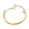 Rack Plating Brass & Round ABS Plastic Imitation Pearl Bangles BJEW-Q347-02G-3