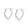 Heart S925 Sterling Silver Hoop Earrings VI6598-2-2