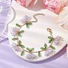 Flower Leaf Shell Pearl & Acrylic Charm Bracelets BJEW-TA00535-01-2