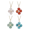 Natural & Synthetic Mixed Gemstone Clover Shamrock Pendant Necklaces NJEW-JN05170-2