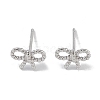 Anti-Tarnish Rhodium Plated Rope Bowknot 999 Sterling Silver Stud Earrings for Women EJEW-S215-14P-2