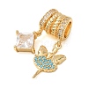 Brass Micro Pave Cubic Zirconia European Dangle Charms CU-CBA2C2D-17G-02-2