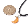 Glass Crescent Moon Pendant Necklaces NJEW-JN04579-5