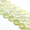 Natural Flat Round Xiuyan Jade Beads Strands G-L245-03-1