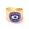 Enamel Horse Eye Open Cuff Rings RJEW-P042-01G-02-3