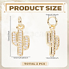 2Pcs Brass Micro Pave Cubic Zirconia Charms ZIRC-LP0001-64G-2