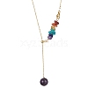 Natural Mixed Gemstone Beaded Larat Necklace with Brass Chains NJEW-JN04509-4