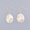 Flat Round Natural Baroque Pearl Keshi Pearl Dangle Earrings EJEW-JE03403-1