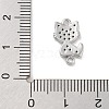 Brass Pave Clear & Black Cubic Zirconia Pet Kitten Connector Charms KK-Z061-01P-01-3