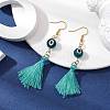 Evil Eye Lampwork & Tassel Earrings EJEW-JE05592-04-2